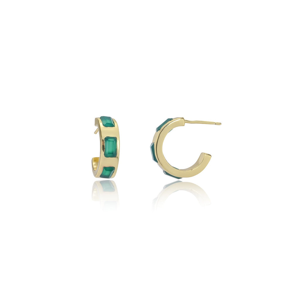 Cora Chunky Huggie Hoops Green Onyx