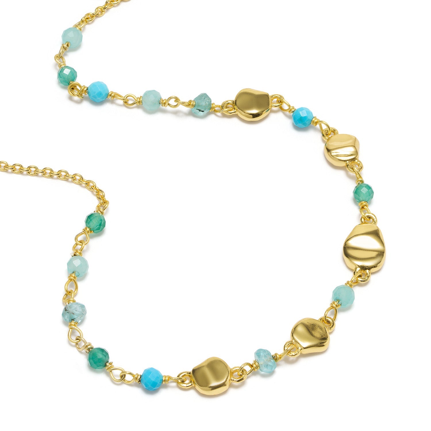 Sofia Nugget Necklace Amazonite, Apatite, Turquoise & Green White Jade