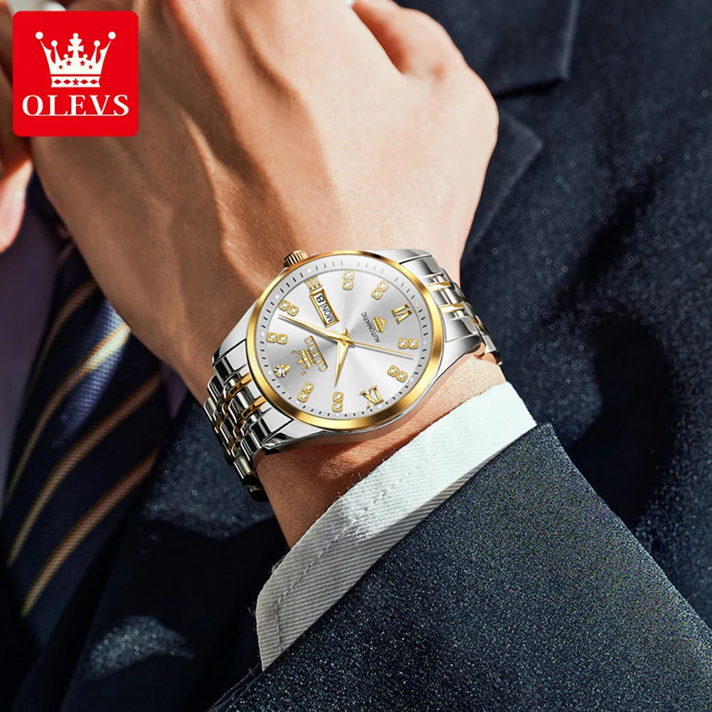 OLEVS Dual Calendar Luxury Diamond Scale