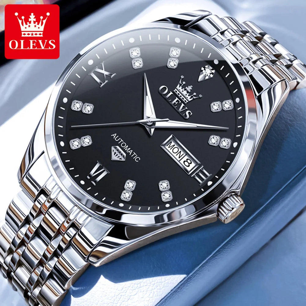 OLEVS Dual Calendar Luxury Diamond Scale