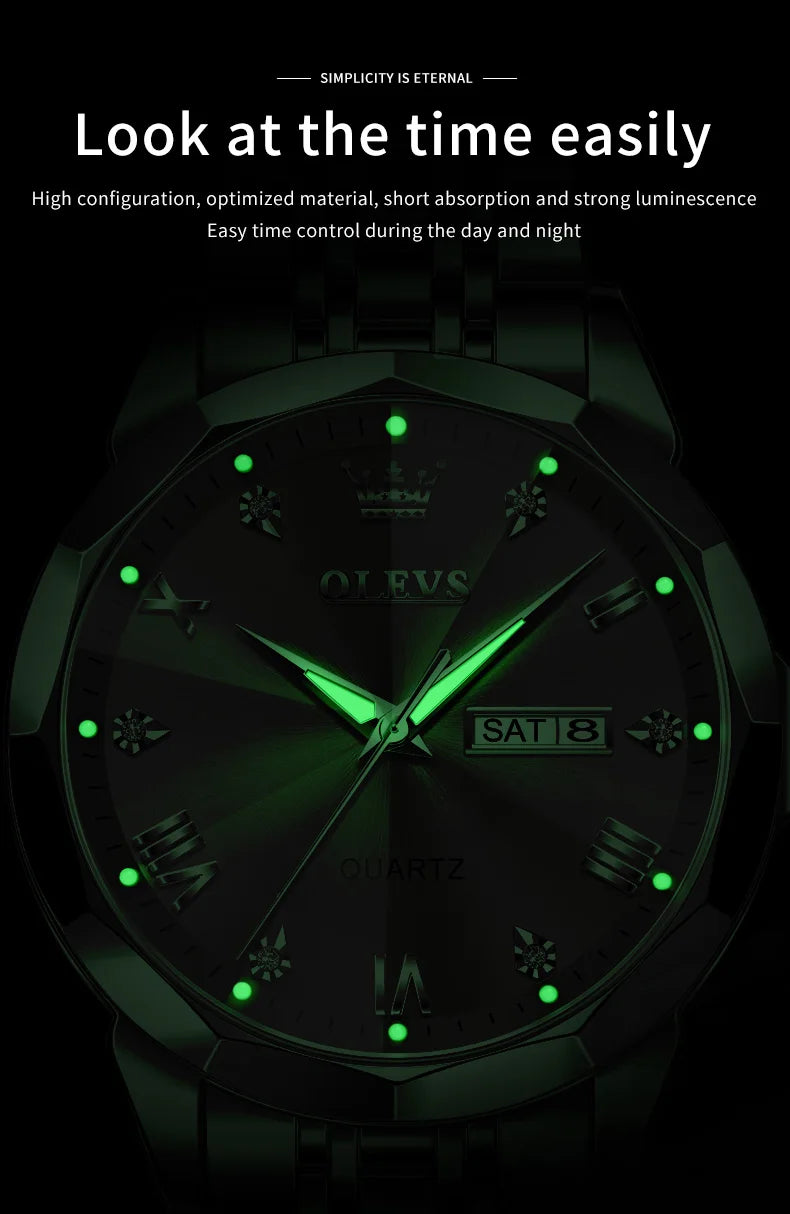 OLEVS Luminous Date Week Trend Dress Reloj