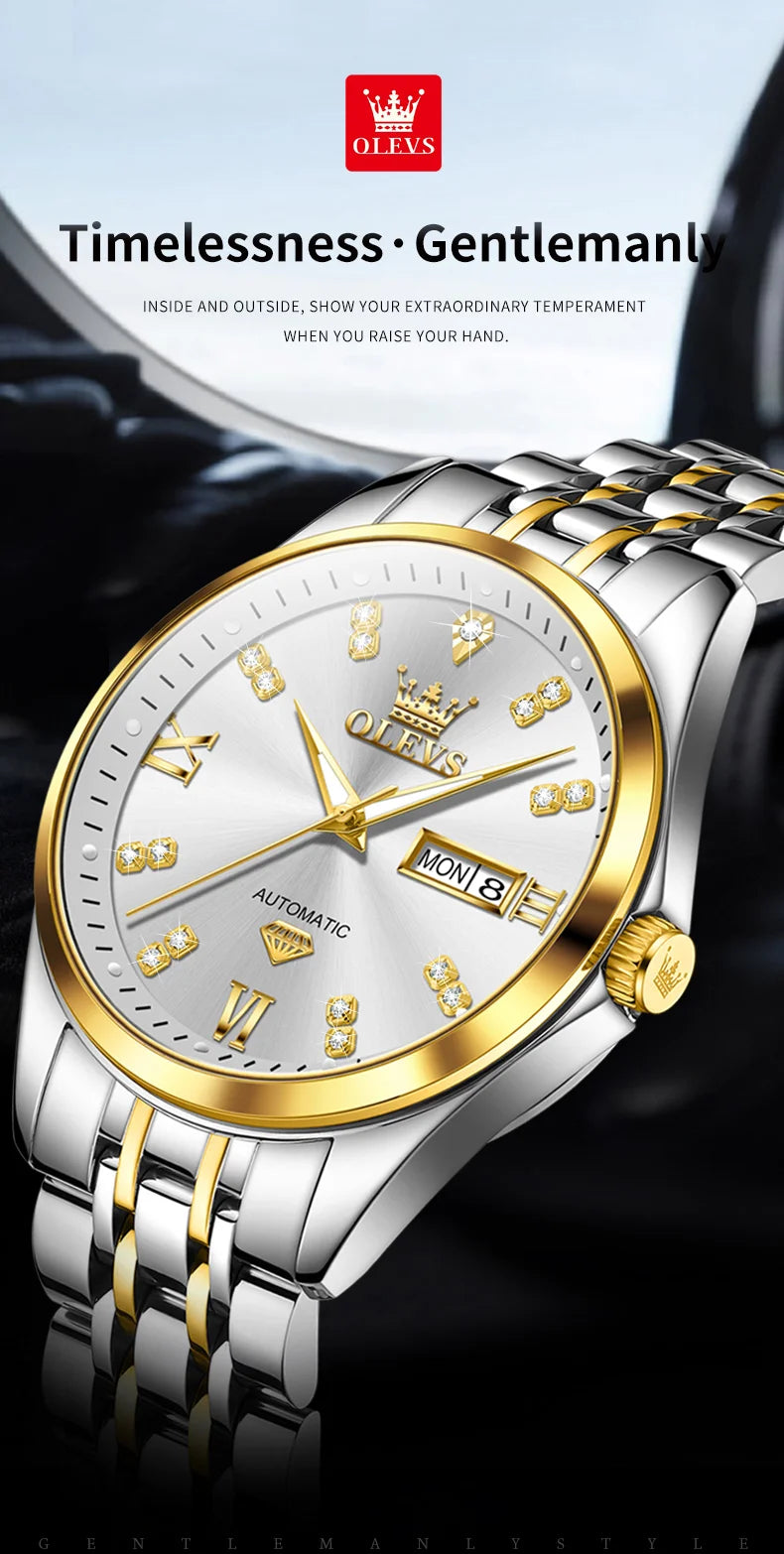 OLEVS Dual Calendar Luxury Diamond Scale