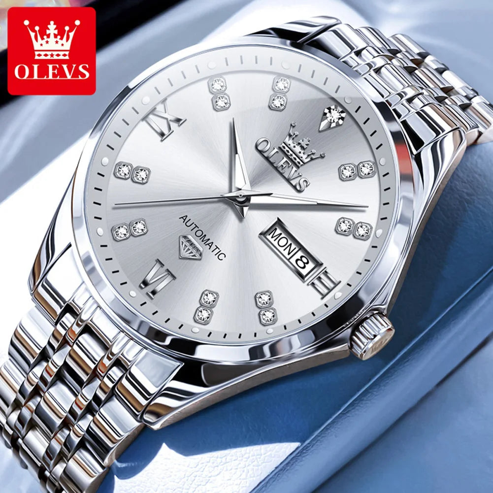 OLEVS Dual Calendar Luxury Diamond Scale