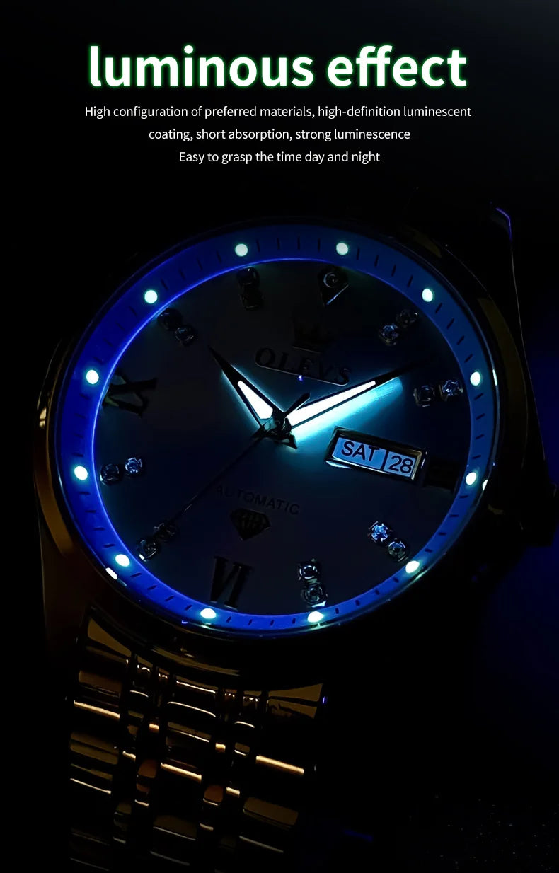 OLEVS Dual Calendar Luxury Diamond Scale