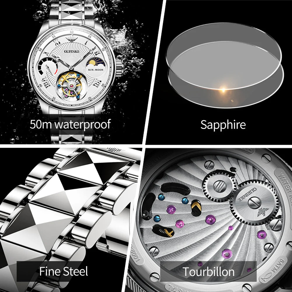 OUPINKE Tourbillon Automatic Mechanical Wrist watches