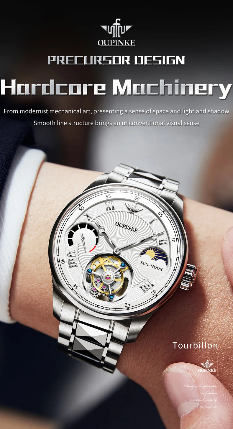 OUPINKE Tourbillon Automatic Mechanical Wrist watches