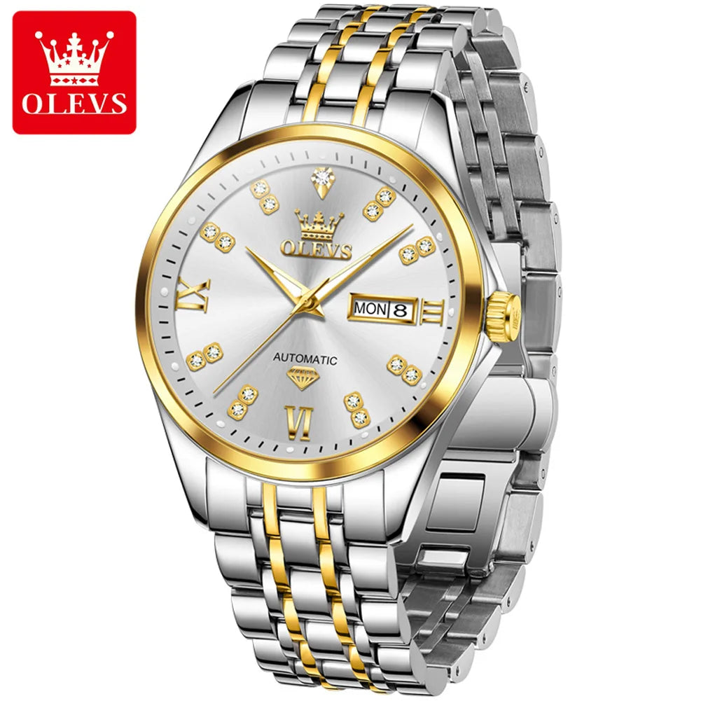 OLEVS Dual Calendar Luxury Diamond Scale