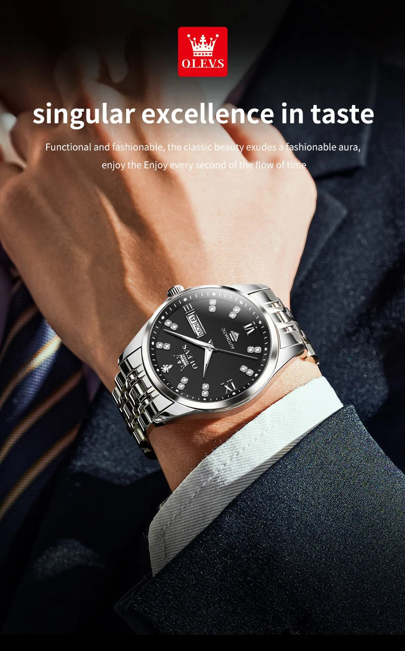 OLEVS Dual Calendar Luxury Diamond Scale