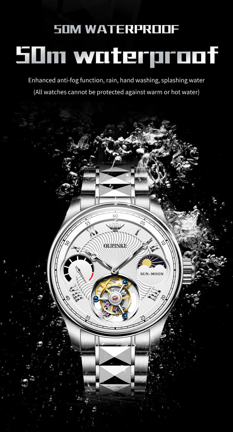 OUPINKE Tourbillon Automatic Mechanical Wrist watches