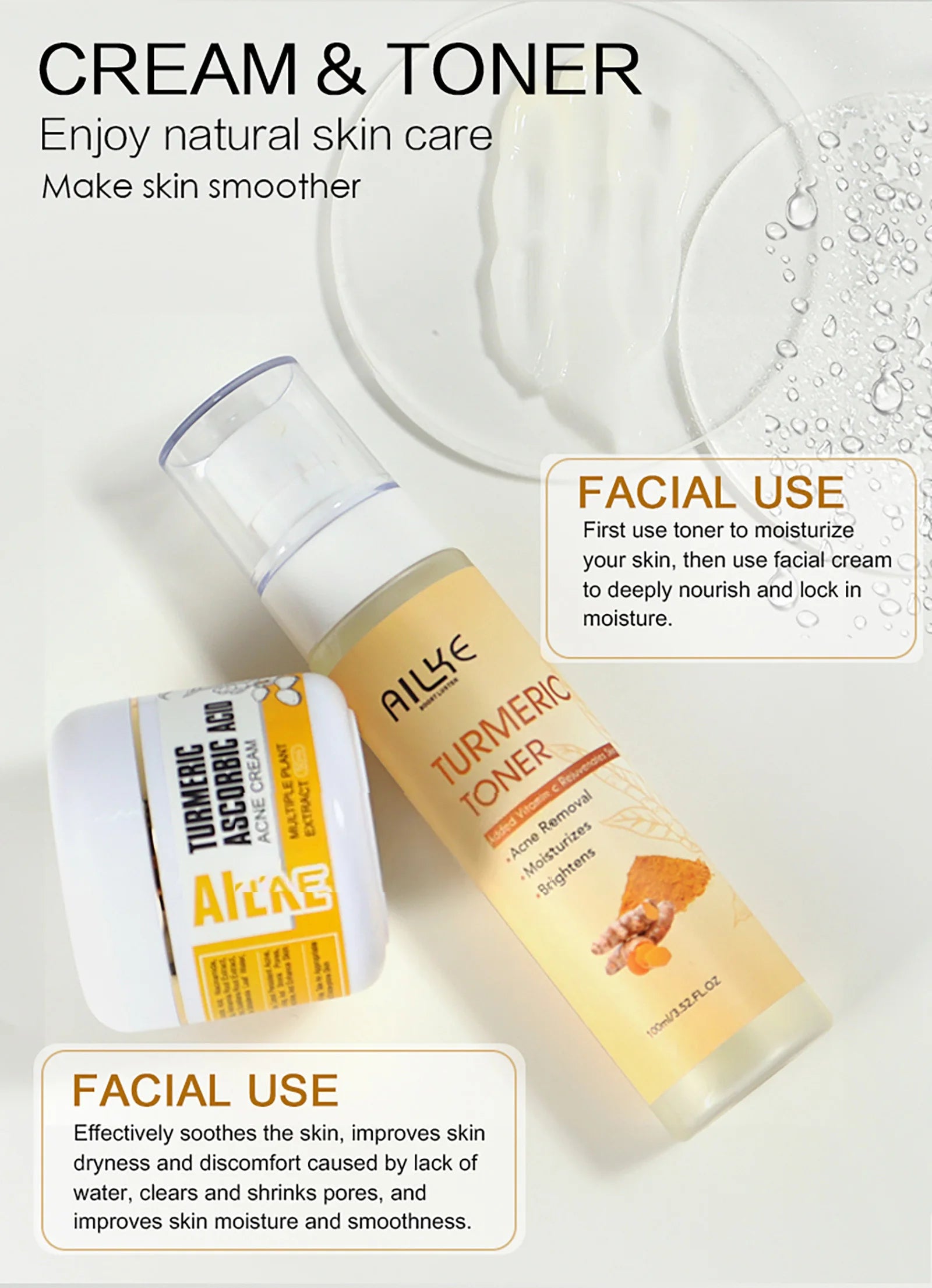 AILKE Organic Turmeric Skin Care Set