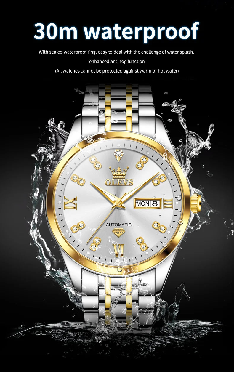OLEVS Dual Calendar Luxury Diamond Scale