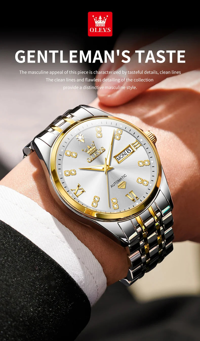 OLEVS Dual Calendar Luxury Diamond Scale