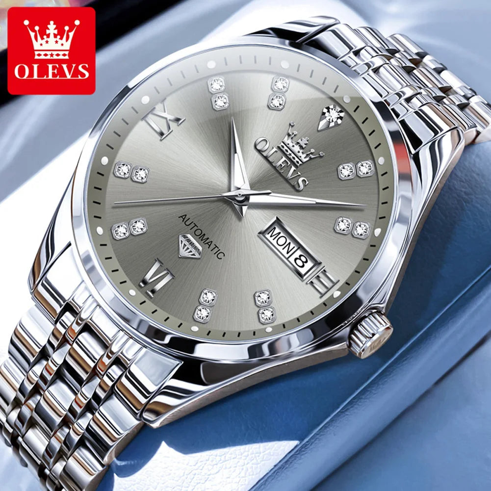 OLEVS Dual Calendar Luxury Diamond Scale
