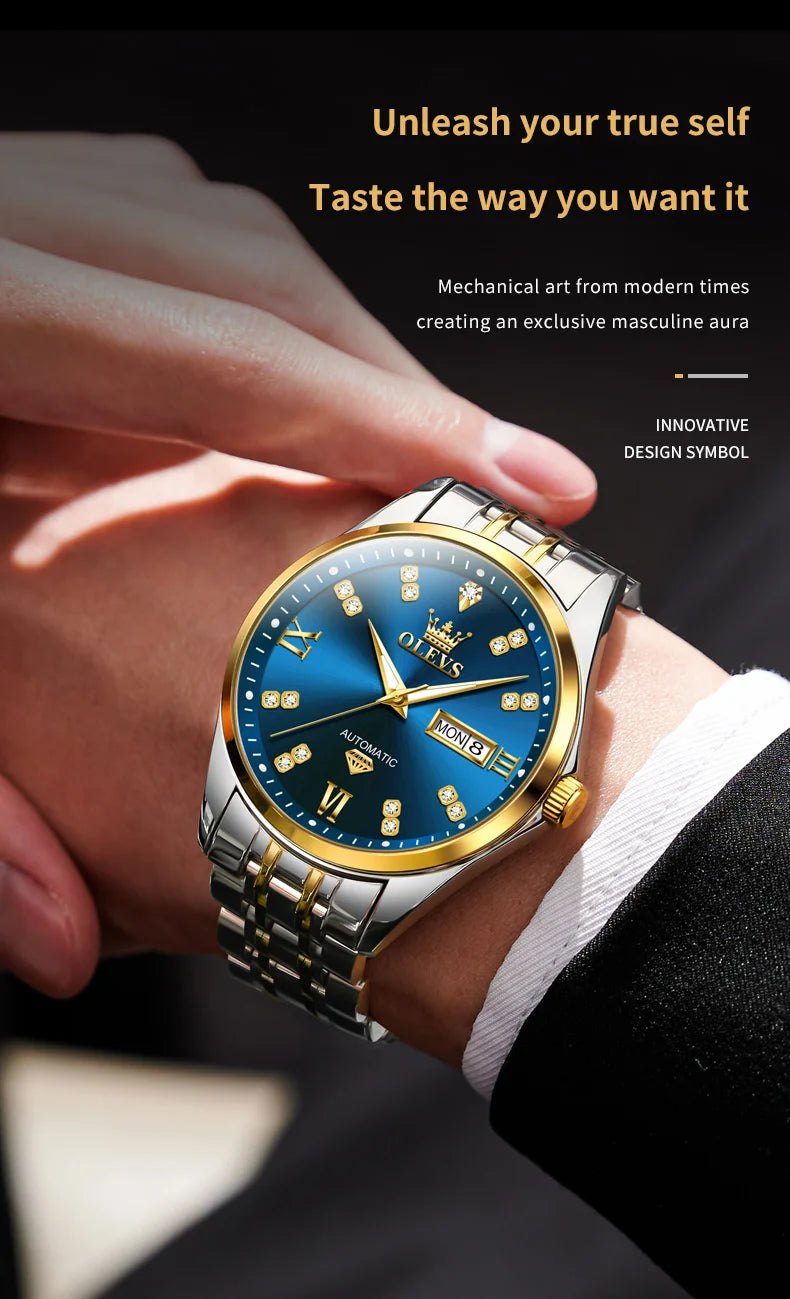 OLEVS Dual Calendar Luxury Diamond Scale
