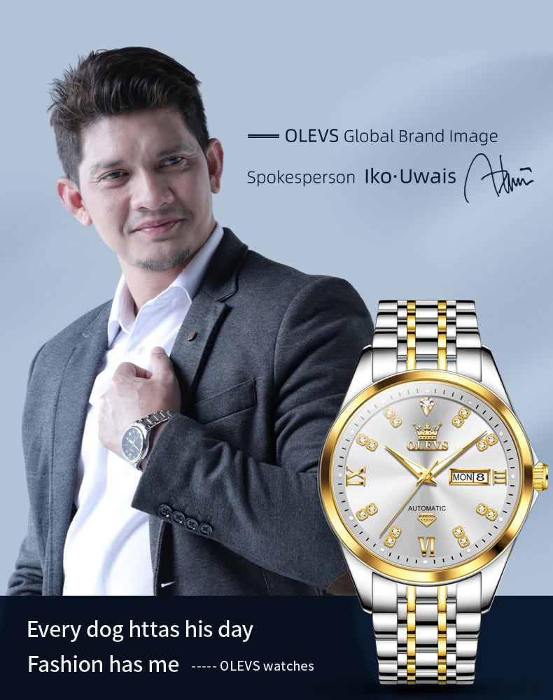 OLEVS Dual Calendar Luxury Diamond Scale