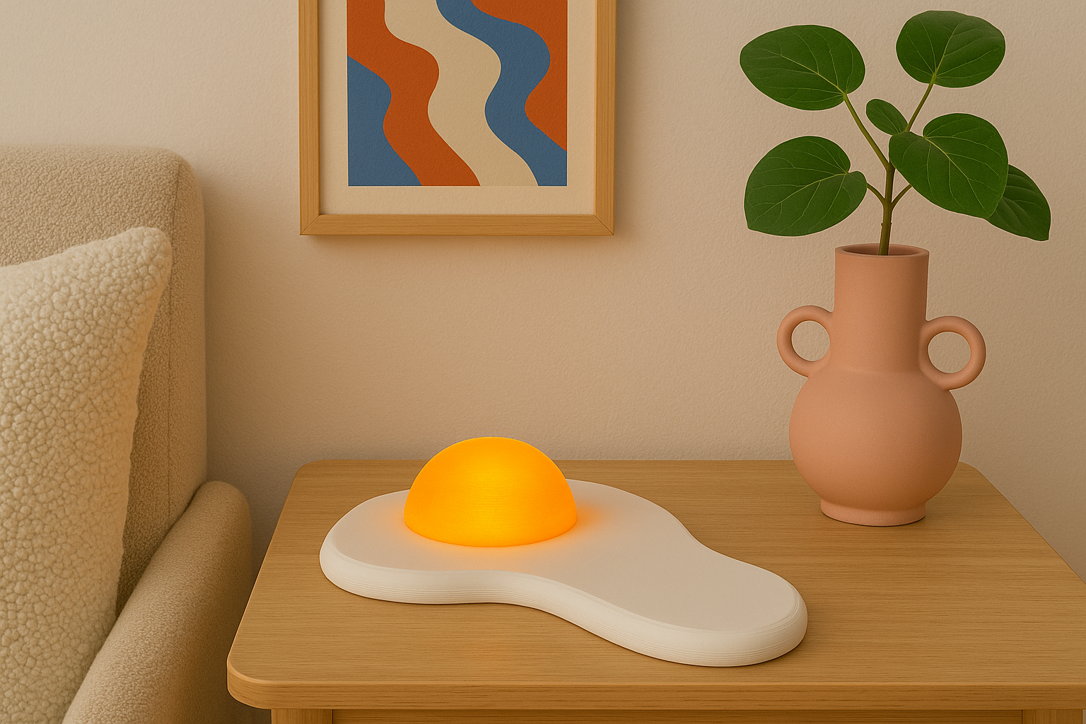 Fried Egg Lamp – Eco-Friendly 3D Printed USB Night Light Desk Lamp