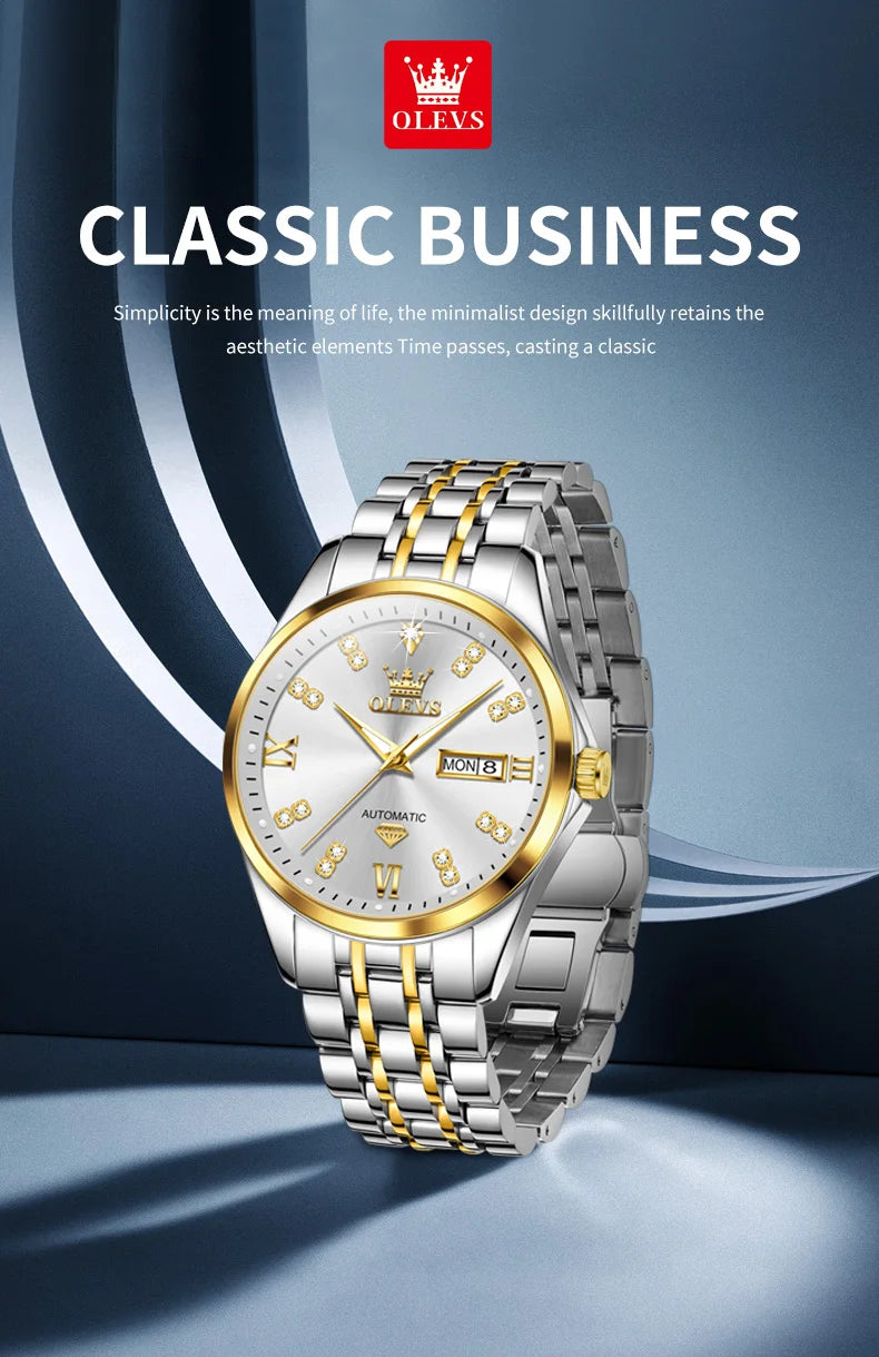 OLEVS Dual Calendar Luxury Diamond Scale