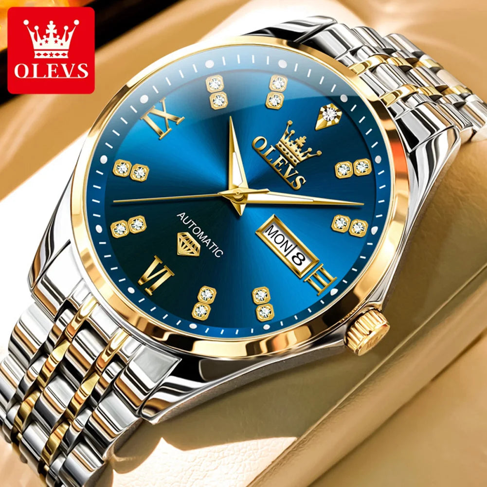 OLEVS Dual Calendar Luxury Diamond Scale