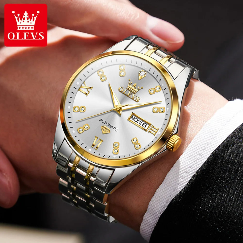 OLEVS Dual Calendar Luxury Diamond Scale