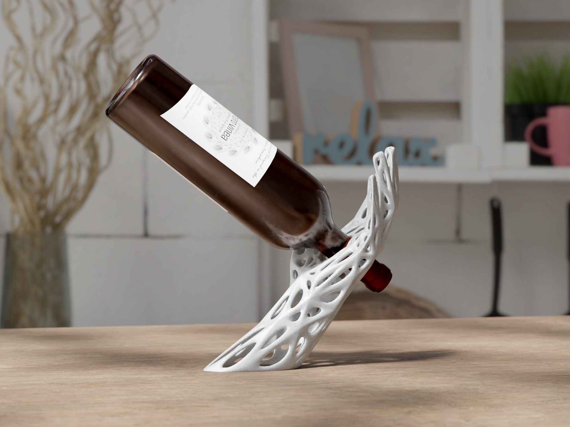 Flow | 3D Printed Balancing Wine Bottle Holder