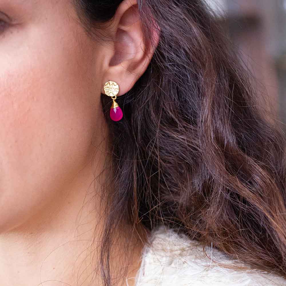 Classic Athena Drop Earrings: Fuchsia Onyx